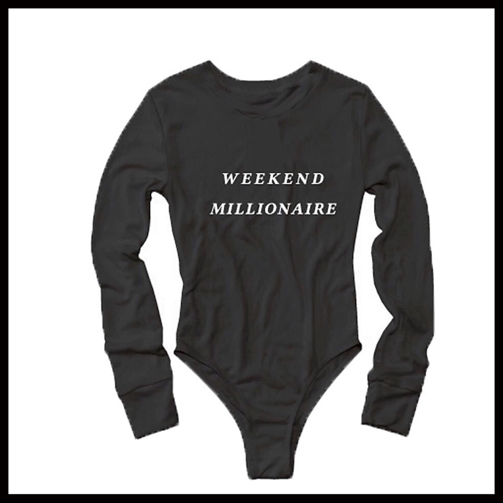 WILDFOX LONG SLEEVE BODYSUIT WEEKEND MILLIONAIRE - Picture 7 of 8